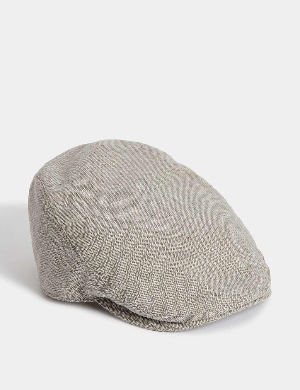 M&S Linen Rich Textured Flat Cap - L-XL - Green, Green