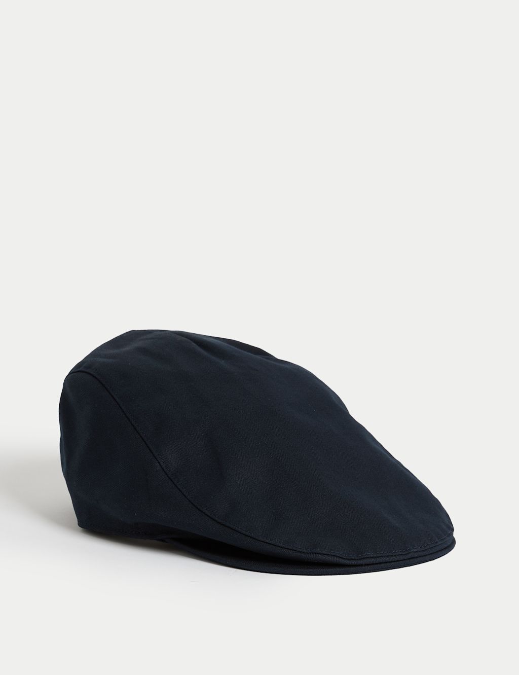 M&S Pure Cotton Herringbone Flat Cap - S-M - Navy, Navy