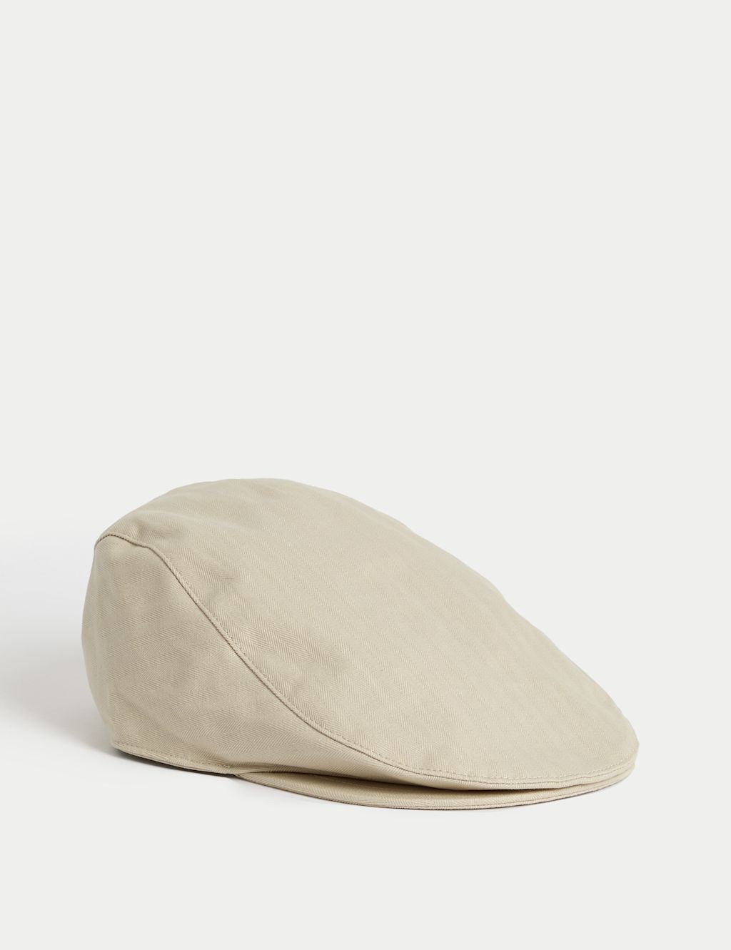 M&S Pure Cotton Herringbone Flat Cap - L-XL - Ecru, Ecru