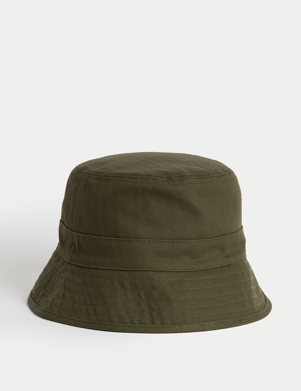 M&S Pure Cotton Herringbone Bucket Hat - S-M - Khaki, Khaki