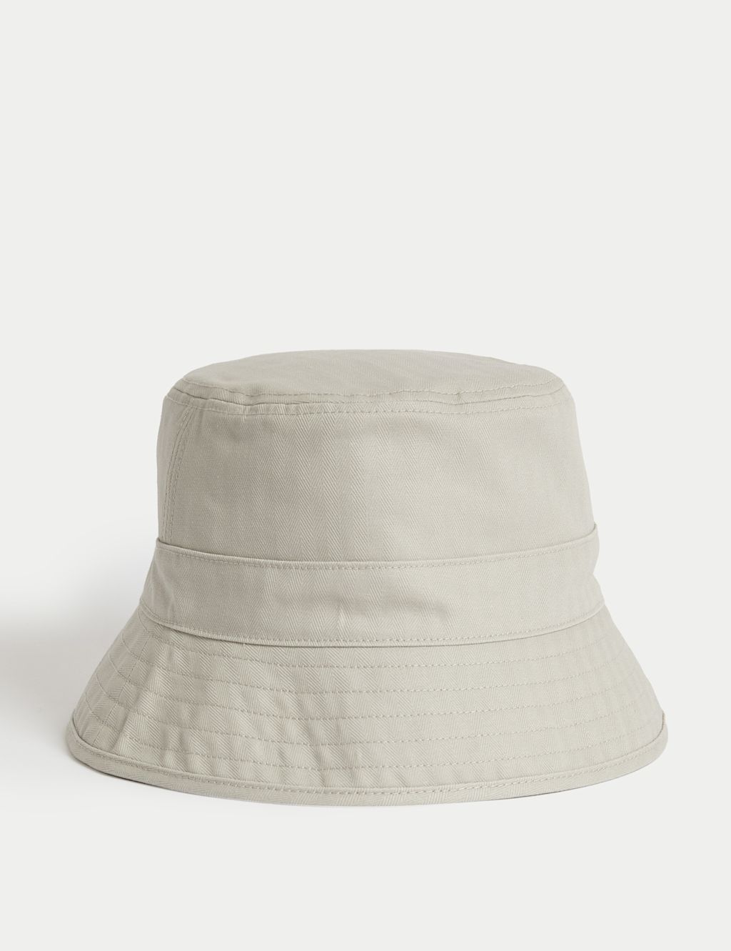 M&S Pure Cotton Herringbone Bucket Hat - L-XL - Stone, Stone