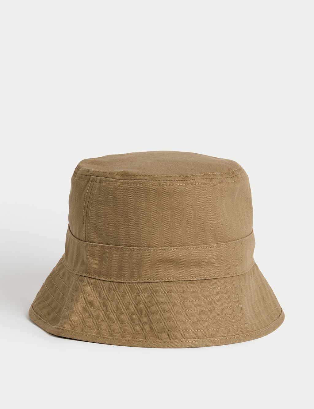 M&S Pure Cotton Herringbone Bucket Hat - L-XL - Sand, Sand