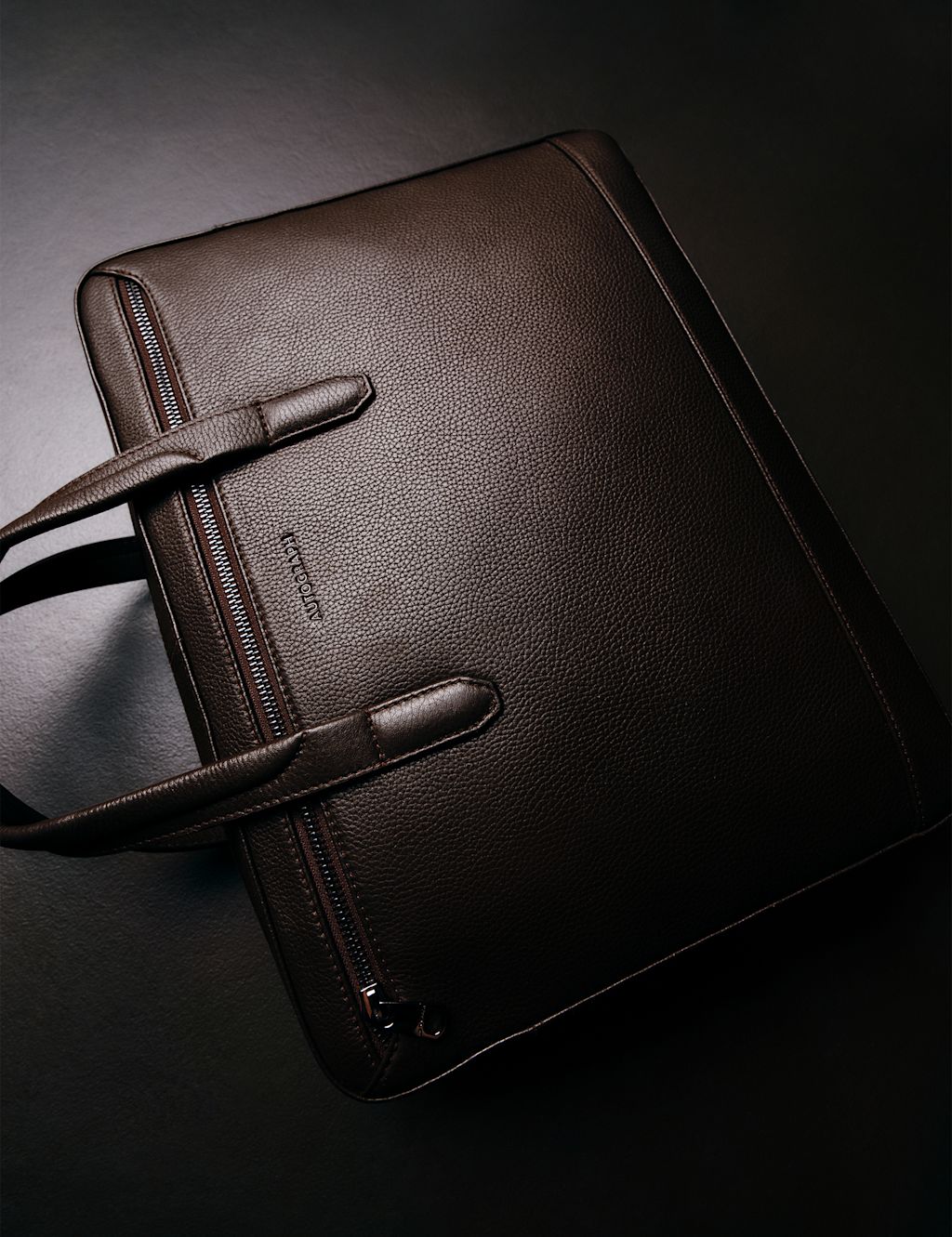 Autograph Leather Pebble Grain Laptop Bag - Brown, Brown