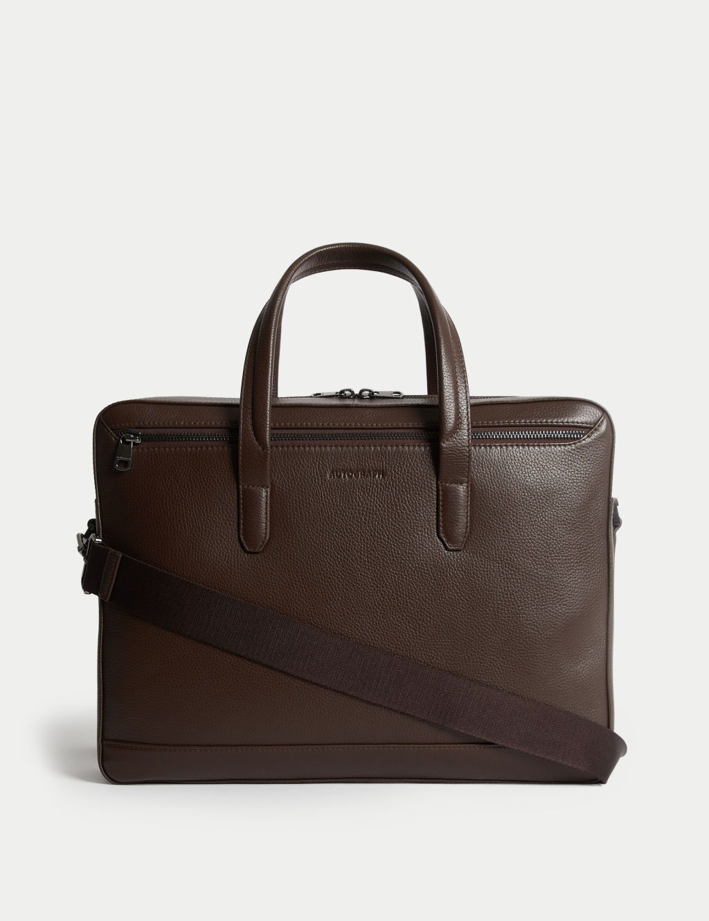 Autograph Leather Pebble Grain Laptop Bag - 1SIZE - Brown, Brown