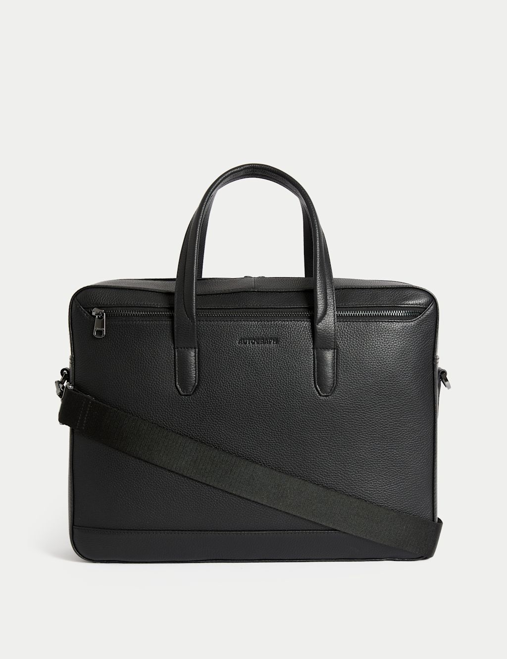 Autograph Leather Pebble Grain Laptop Bag - 1SIZE - Black, Black