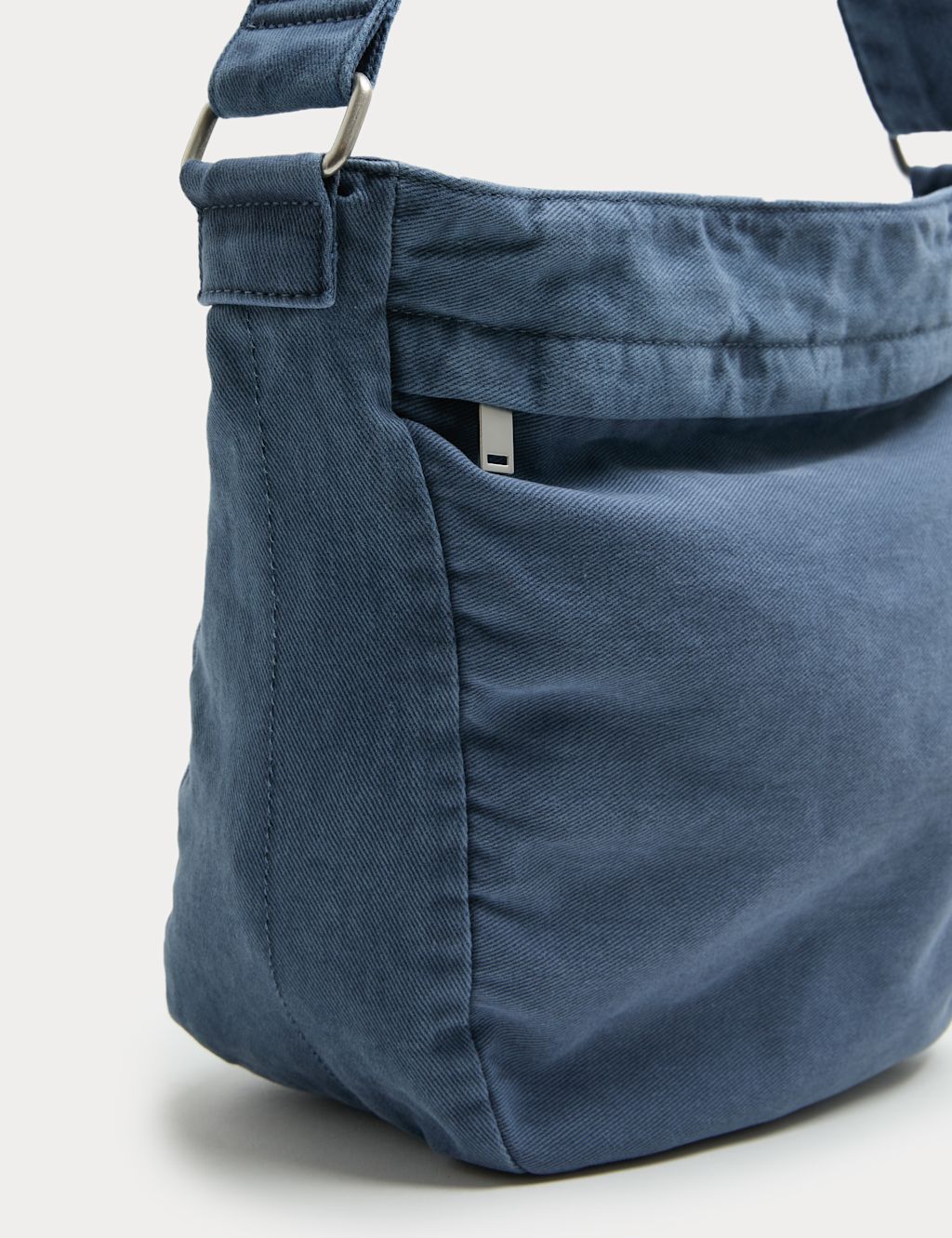 M&S Casual Twill Messenger Bag - Mid Blue, Mid Blue