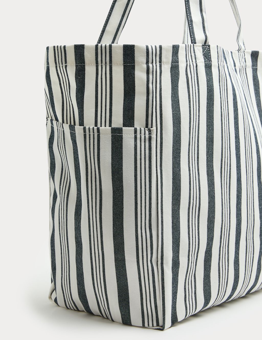 M&S Canvas Striped Shopper - Navy Mix, Navy Mix