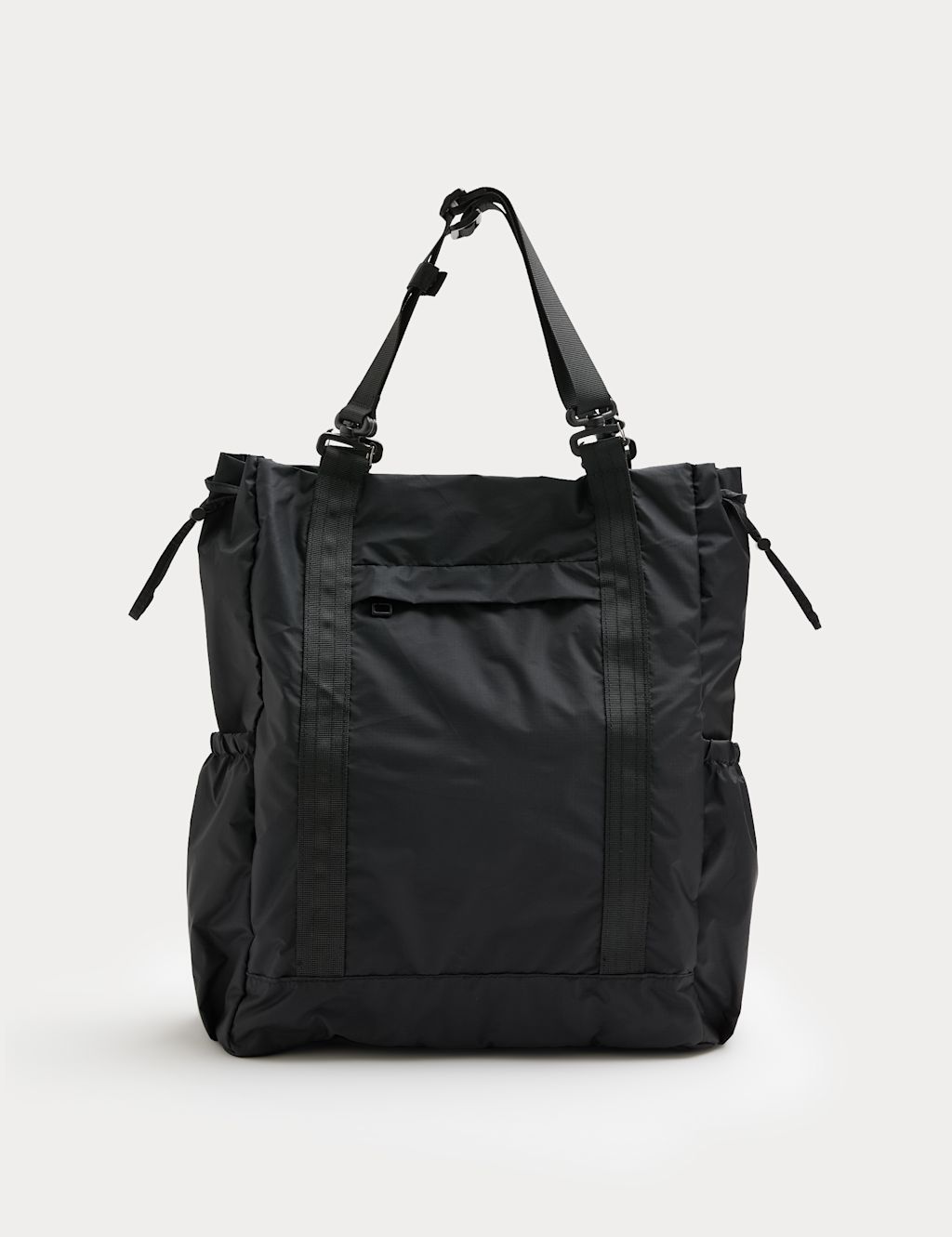 M&S Drawstring Tote Bag - Black, Black