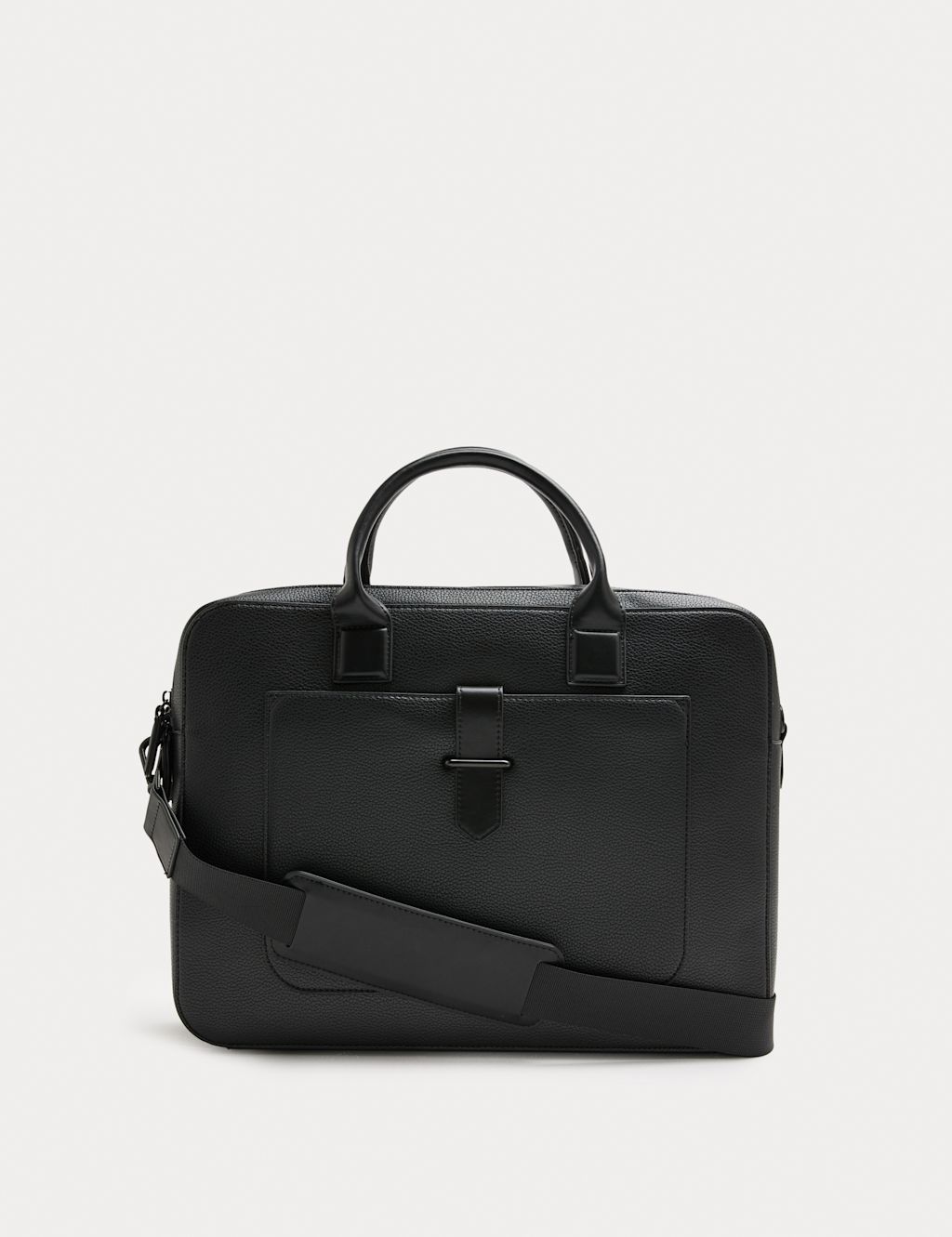 M&S Mock Leather Laptop Bag - Black, Black