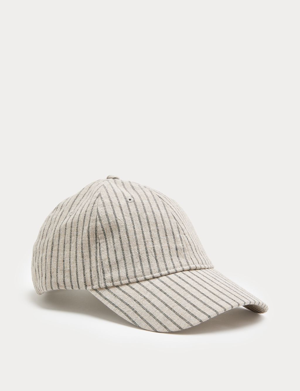 M&S Pure Cotton Striped Textured Baseball Cap - Stone Mix, Stone Mix