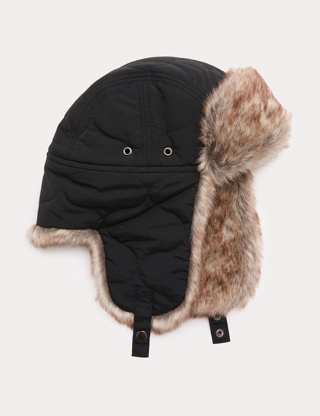 M&S Quilted Trapper Hat - L-XL - Black, Black