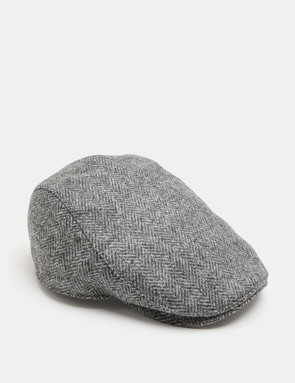 M&S Pure Wool Herringbone Flat Cap with Stormwear&trade; - S - M - Grey Mix, Grey Mix
