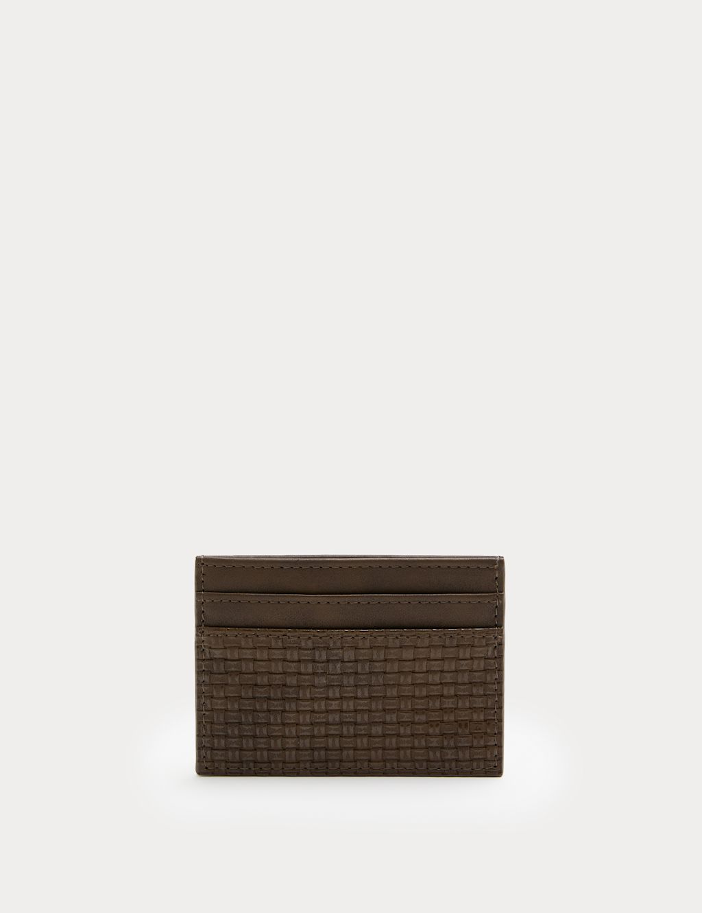 M&S Textured Faux Leather Card Holder - Brown, Brown