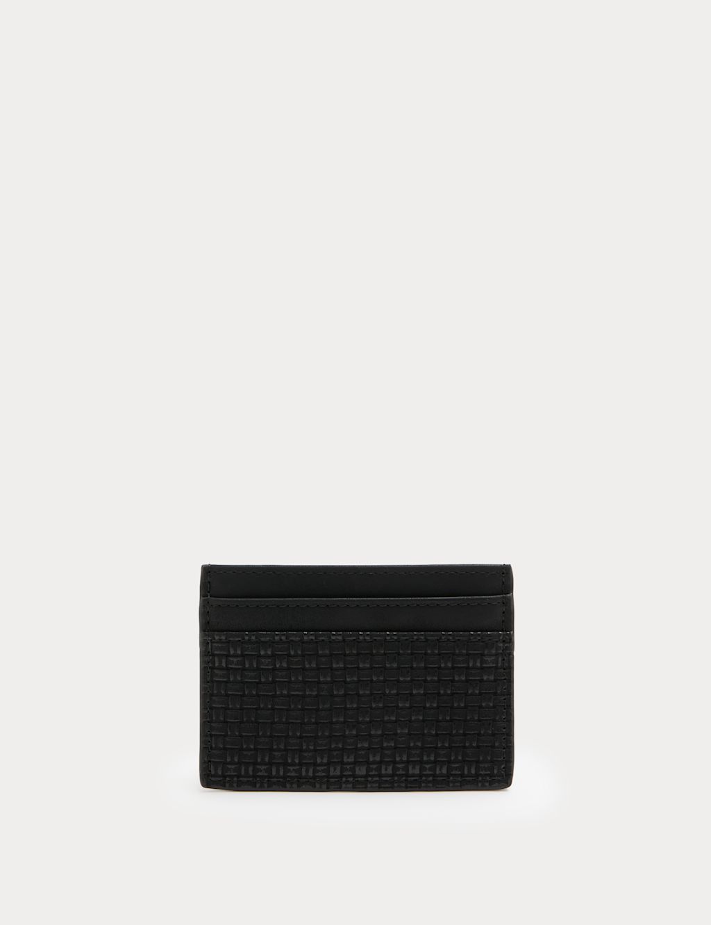 M&S Textured Faux Leather Card Holder - Black, Black
