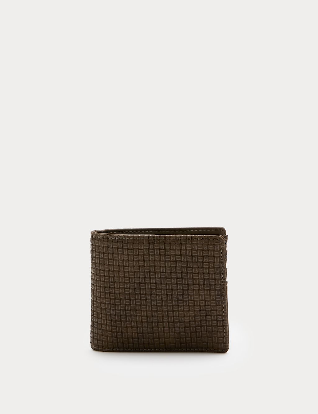 M&S Faux Leather Textured Bi-Fold Wallet - Brown, Brown