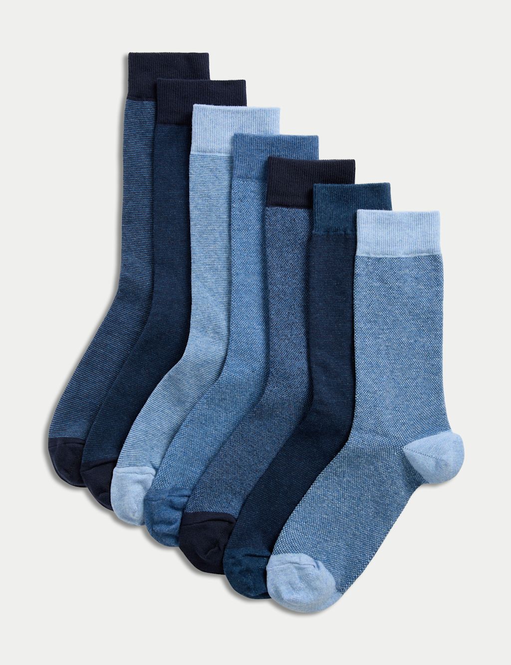 M&S 7 Pack Cool & Fresh&trade; Cotton Rich Socks - 6-8&frac12; - Denim Mix, Denim Mix