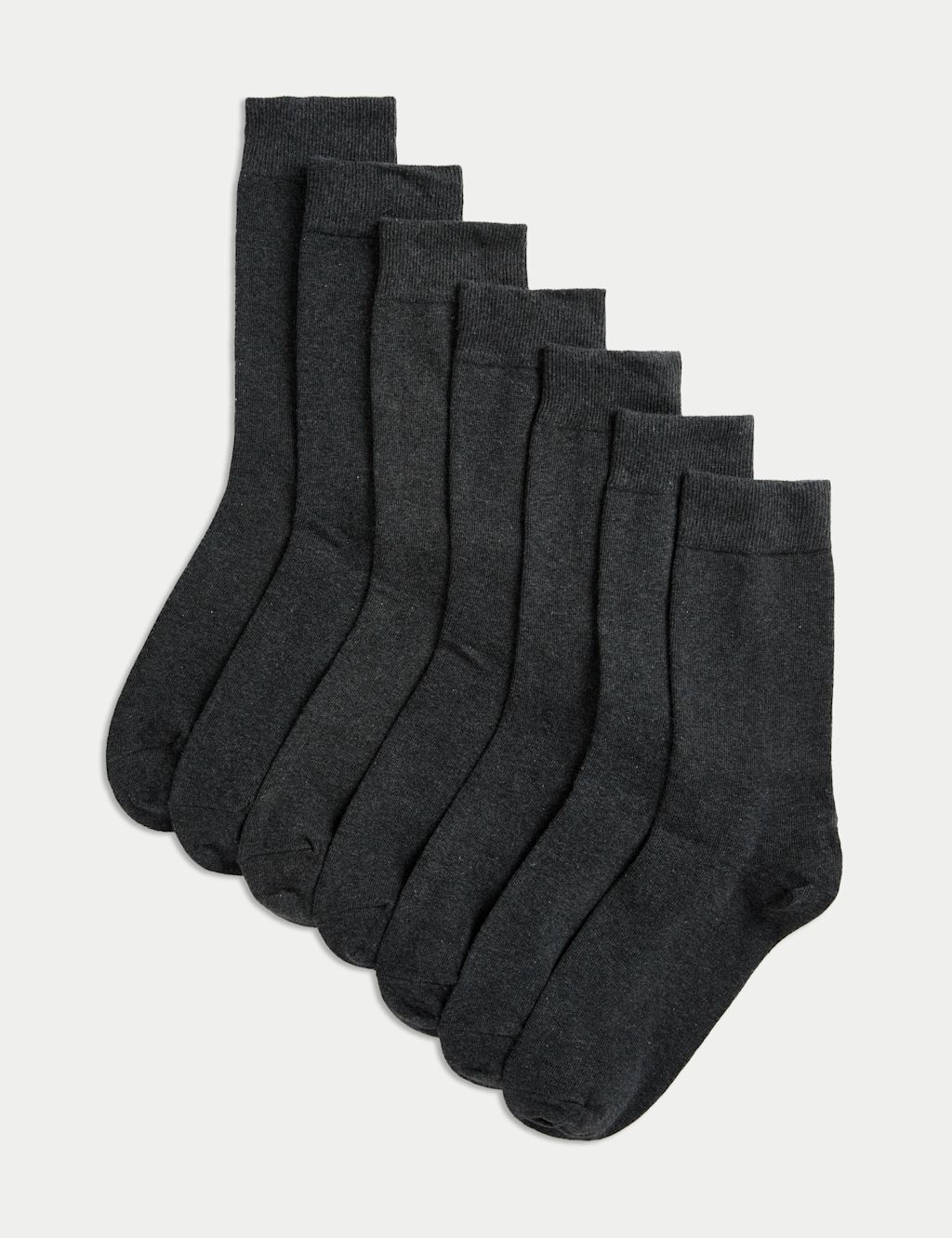 M&S 7 Pack Cool & Fresh&trade; Cotton Rich Socks - 6-8&frac12; - Dark Grey, Dark Grey