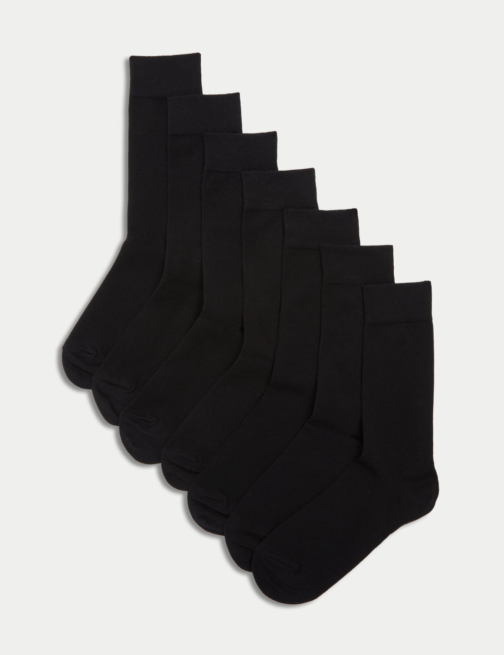 M&S 7 Pack Cool & Fresh&trade; Cotton Rich Socks - 12&frac12;-14&frac12; - Black, Black