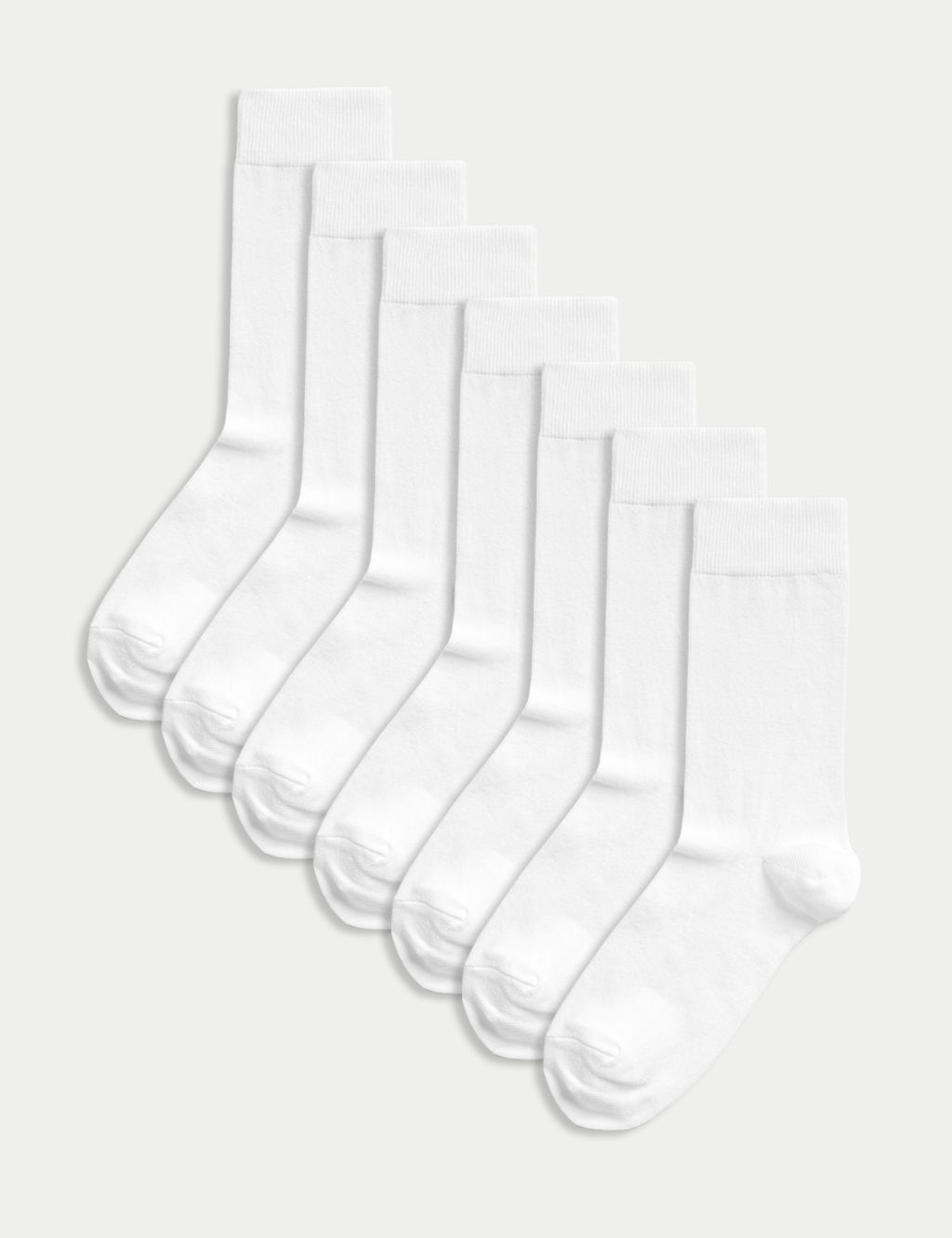 M&S 7 Pack Cool & Fresh&trade; Cotton Rich Socks - 9-12 - White, White