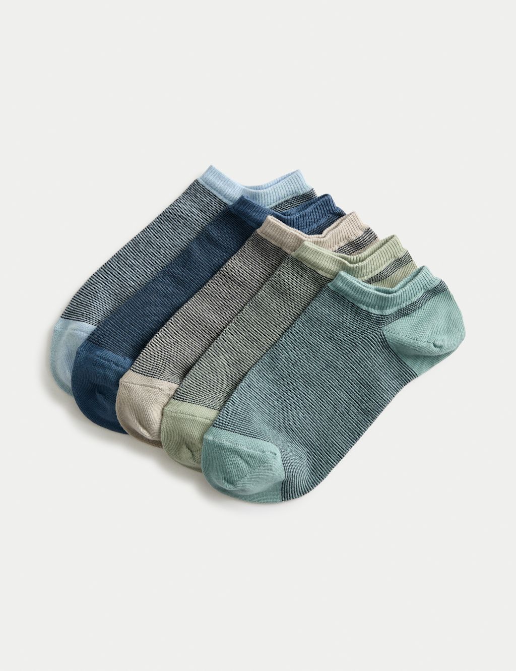 M&S 5 Pack Cool & Fresh&trade; Cotton Rich Trainer Liners&trade; - 6-8&frac12; - Multi, Multi