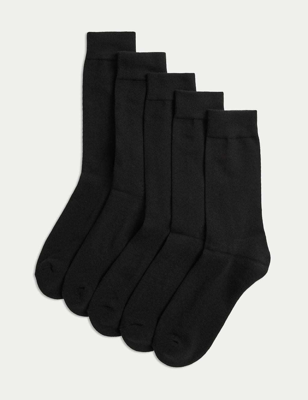 M&S 5 Pack Cool & Fresh&trade; Cushioned Socks - 9-12 - Black, Black