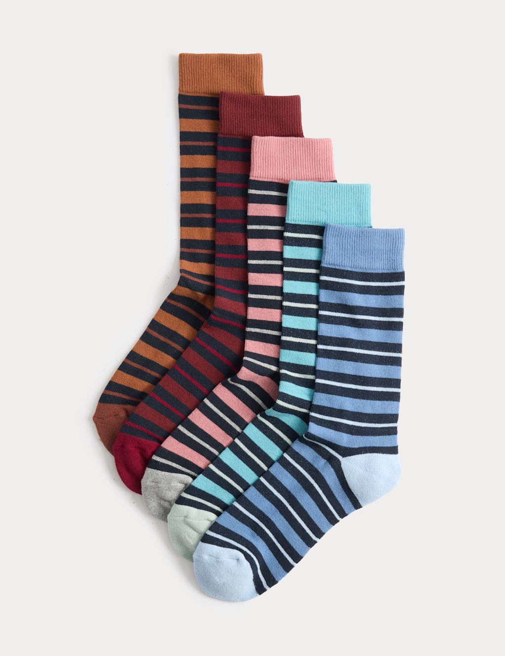 M&S 5 Pack Cool & Fresh Cotton Rich Cushioned Socks - 12&frac12;-14&frac12; - Multi, Multi