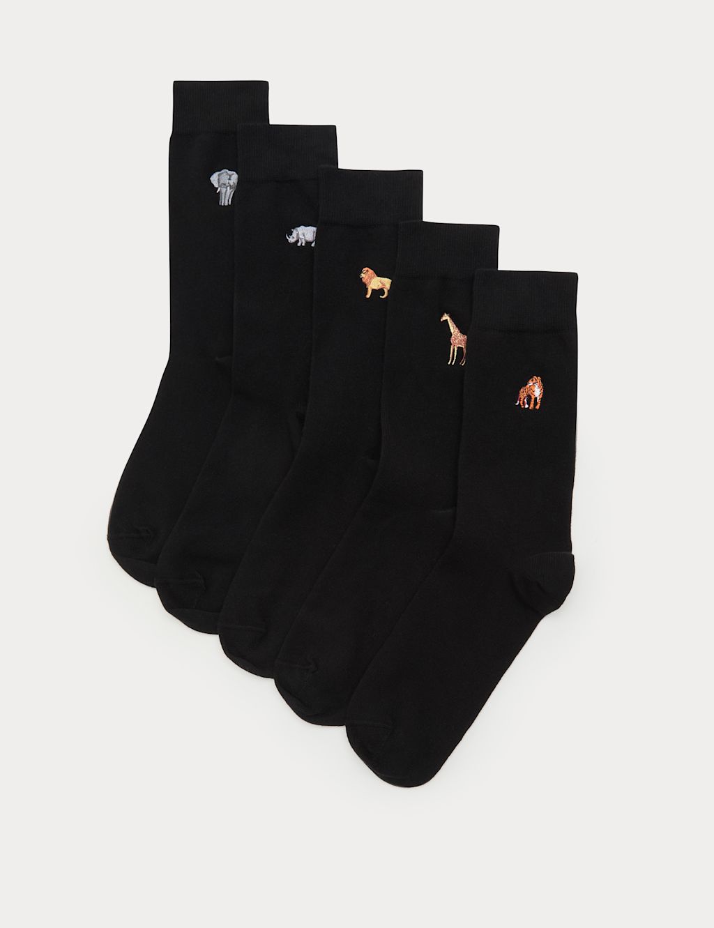 M&S 5 Pack Cool & Fresh&trade; Safari Cotton Rich Socks - 12&frac12;-14&frac12; - Black Mix, Black Mix