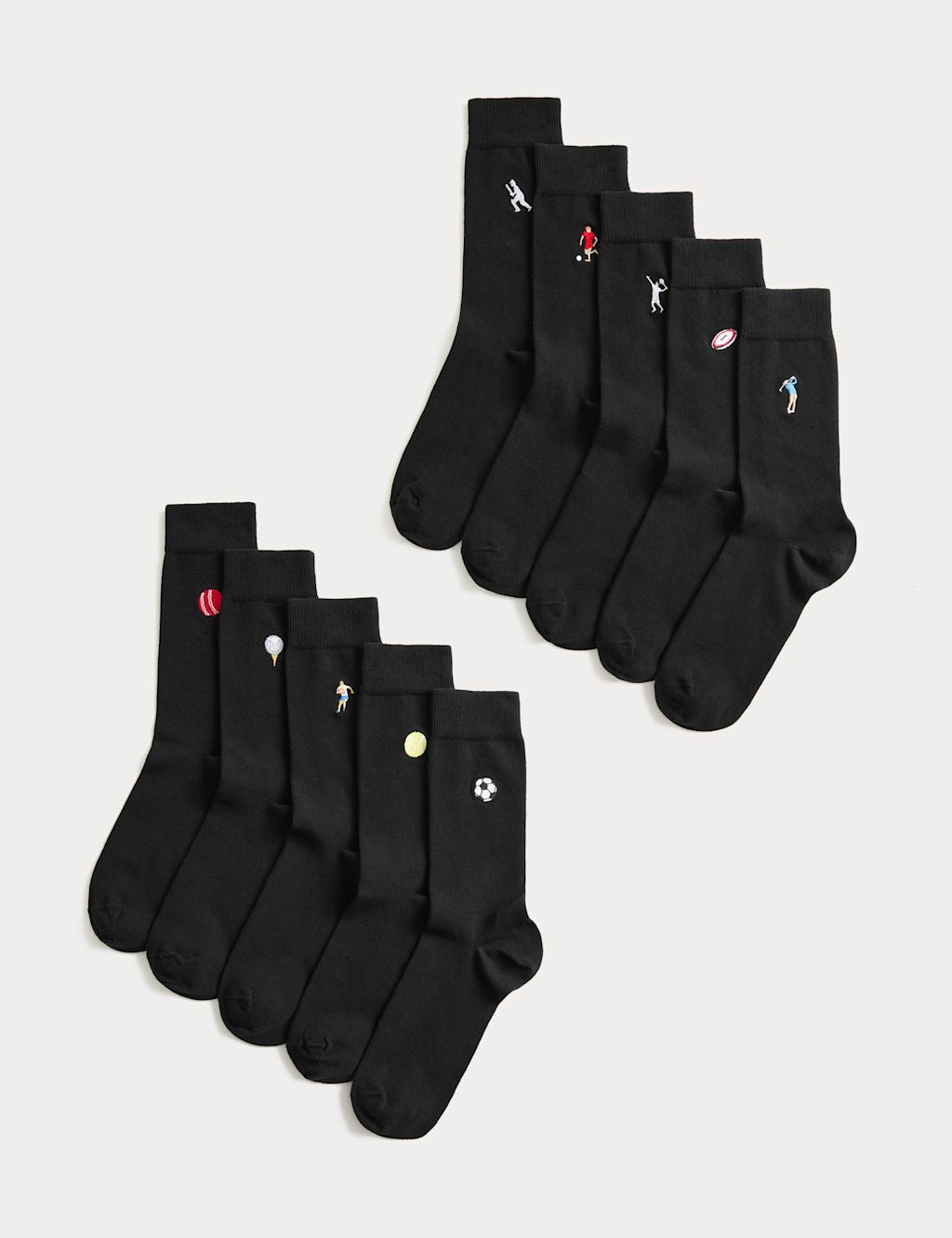 M&S 10 Pack Cool & Fresh&trade; Sport Cotton Rich Socks - 12&frac12;-14&frac12; - Black Mix, Black Mix