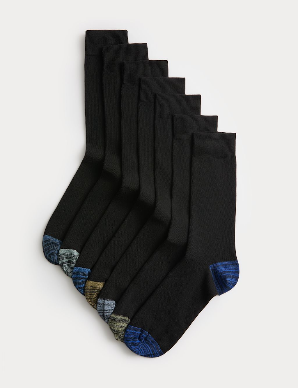 M&S 7 Pack Cool & Fresh&trade; Cotton Rich Socks - 12&frac12;-14&frac12; - Black Mix, Black Mix