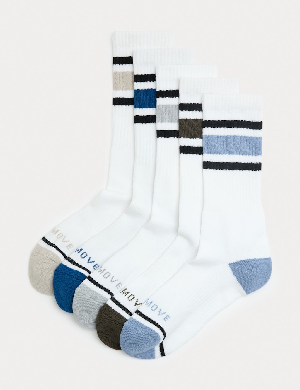 Goodmove 5 Pack Cool & Fresh&trade; Cotton Rich Cushioned Sports Socks - 12&frac12;-14&frac12; - White Mix, White Mix