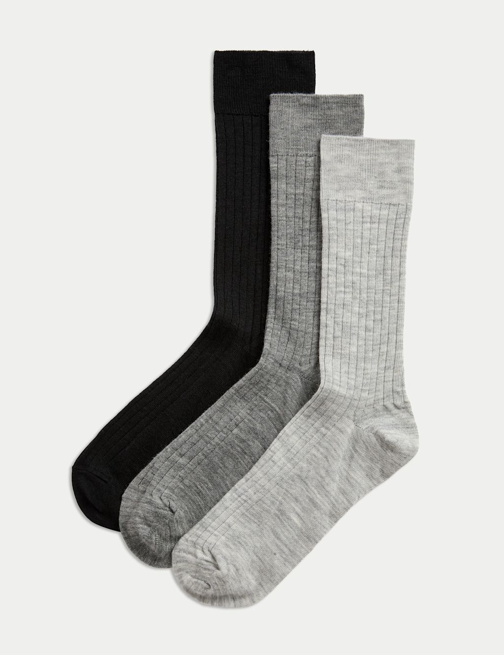 Autograph 3 Pack Lambswool Rich Socks - 6-8&frac12; - Grey Mix, Grey Mix