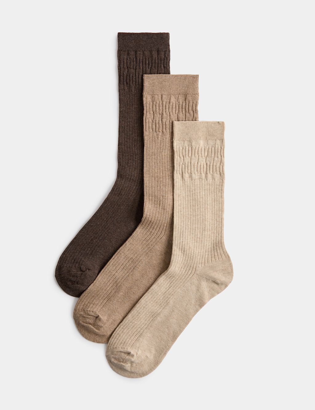 M&S 3 Pack Gentle Grip Cool & Fresh&trade; Socks - 6-8&frac12; - Dark Brown Mix, Dark Brown Mix