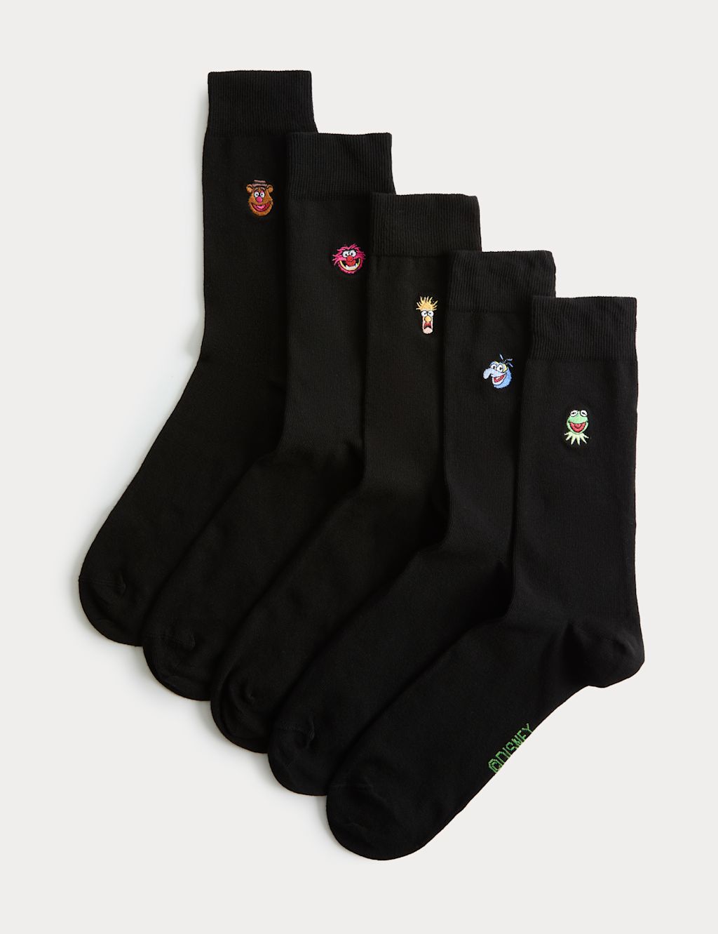 M&S 5 Pack Cool & Fresh&trade; Muppets Cotton Rich Socks - 12&frac12;-14&frac12; - Black Mix, Black Mix