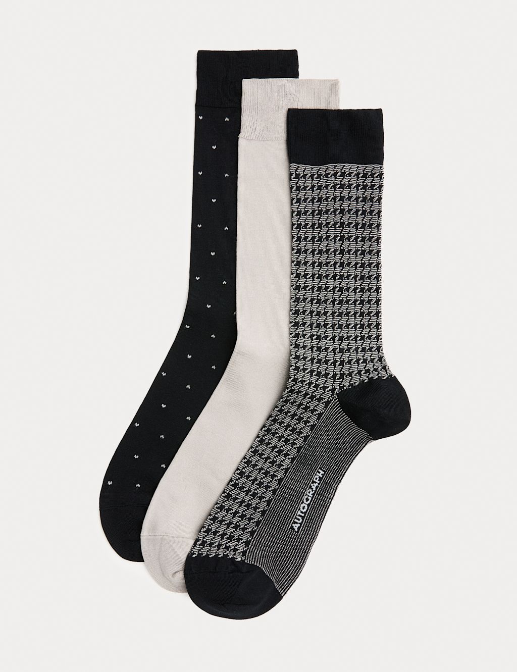 Autograph 3 Pack Mercerised Cotton Rich Socks - 12&frac12;-14&frac12; - Black Mix, Black Mix