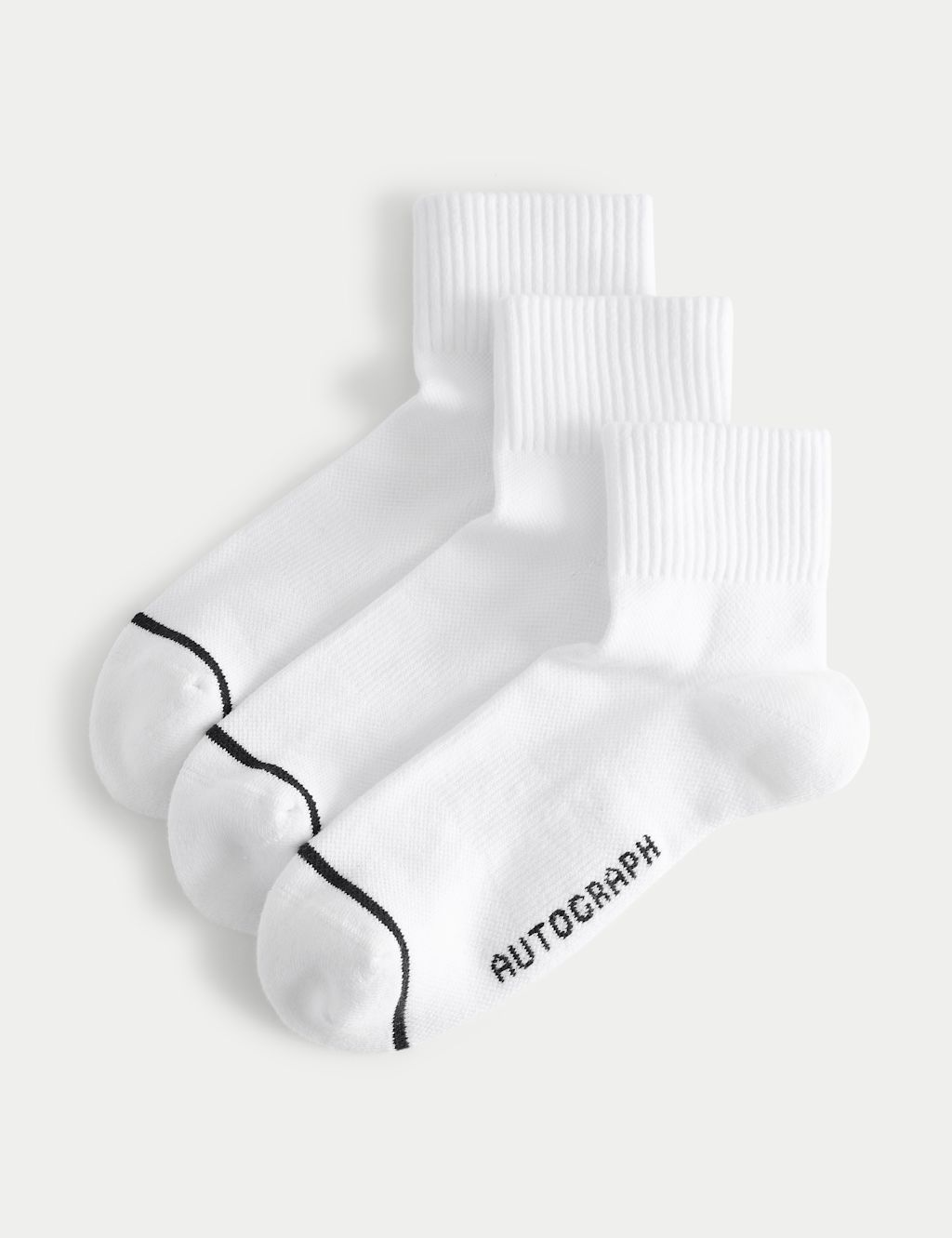 Autograph 3 Pack Pima Cotton Rich Quarter Liner Socks - 12&frac12;-14&frac12; - White, White
