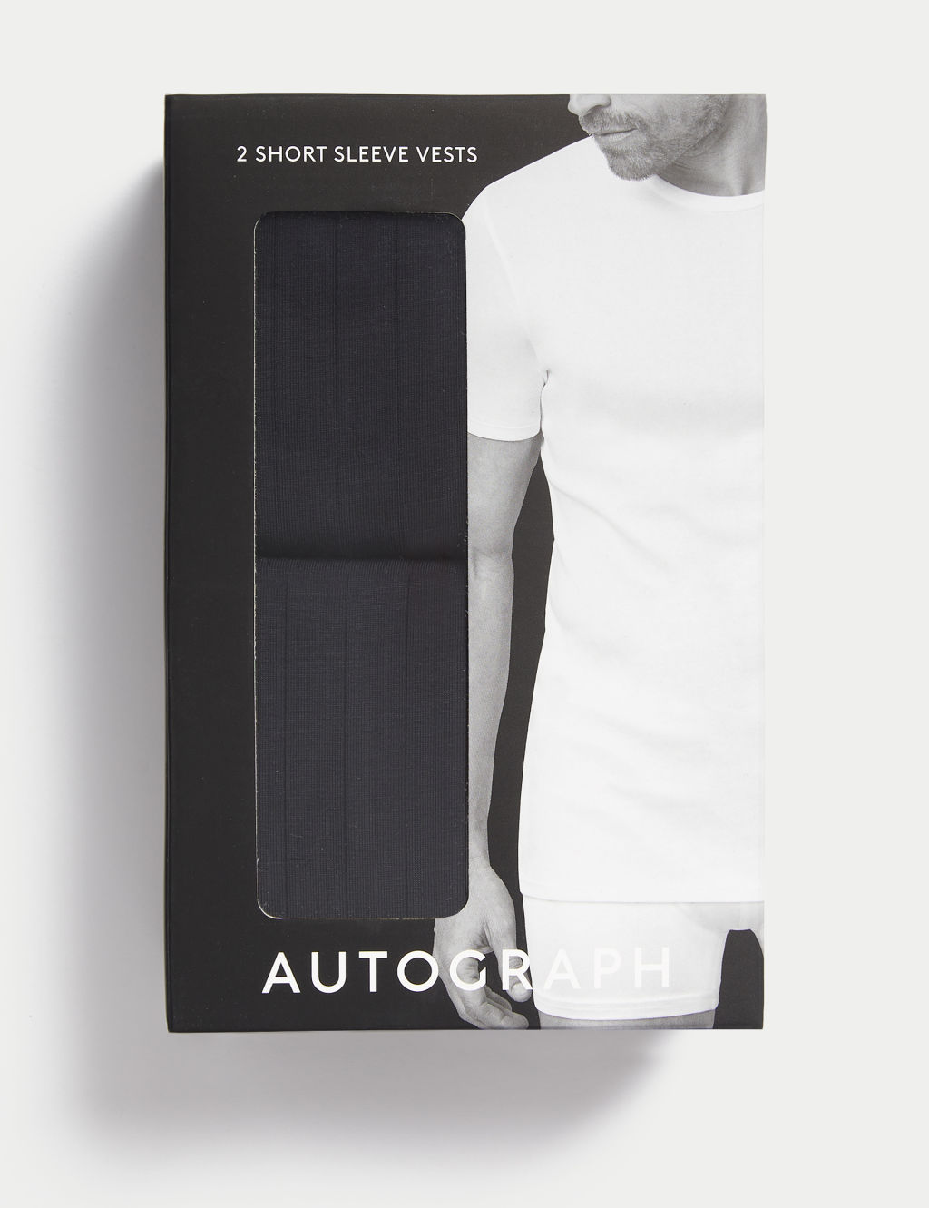 Autograph 2 Pack Supima Cotton Drop Needle Vest Box - Black, Black