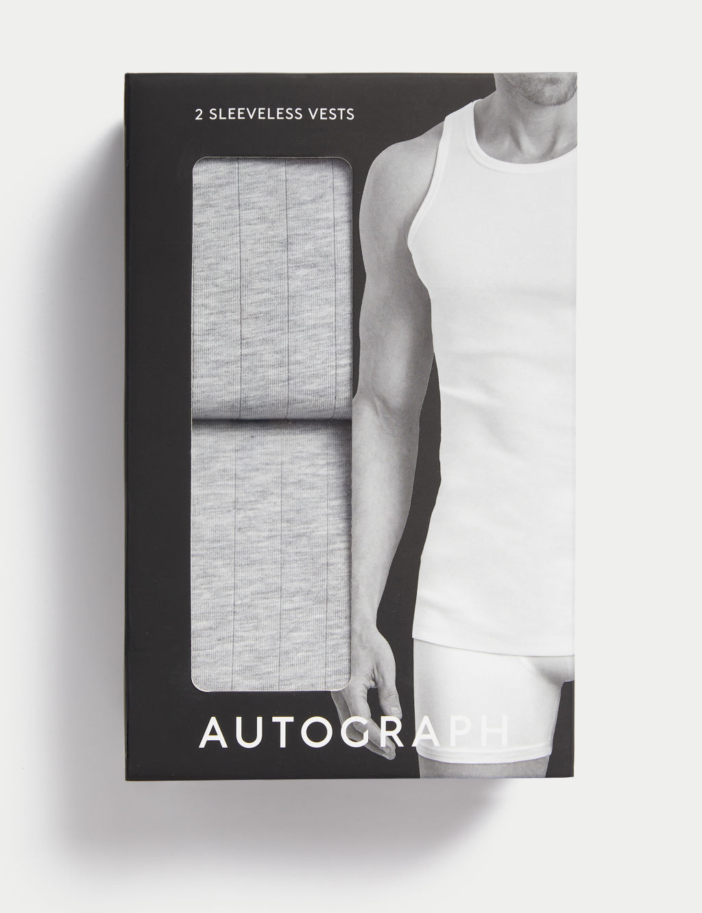 Autograph 2 Pack Supima Cotton Drop Needle Sleeveless Vest Box - XL - Grey Marl, Grey Marl