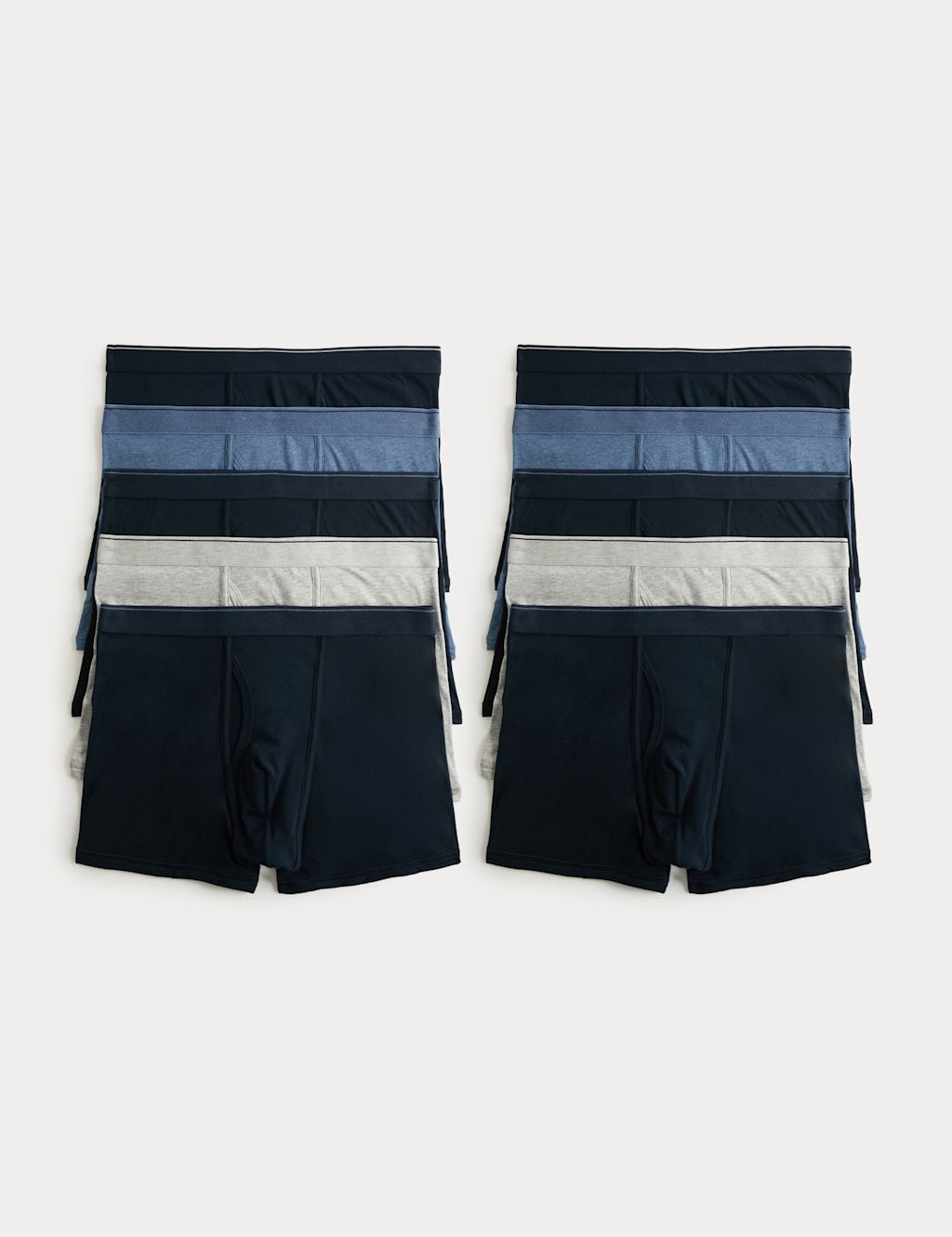 M&S 10 Pack Cotton Rich Cool & Fresh&trade; Trunks - L - Denim Mix, Denim Mix