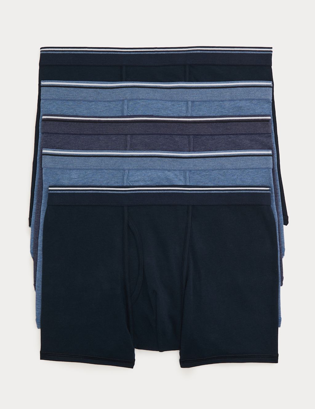 M&S 5 Pack Cotton Stretch Cool & Fresh&trade; Marl Trunks - L - Blue Mix, Blue Mix