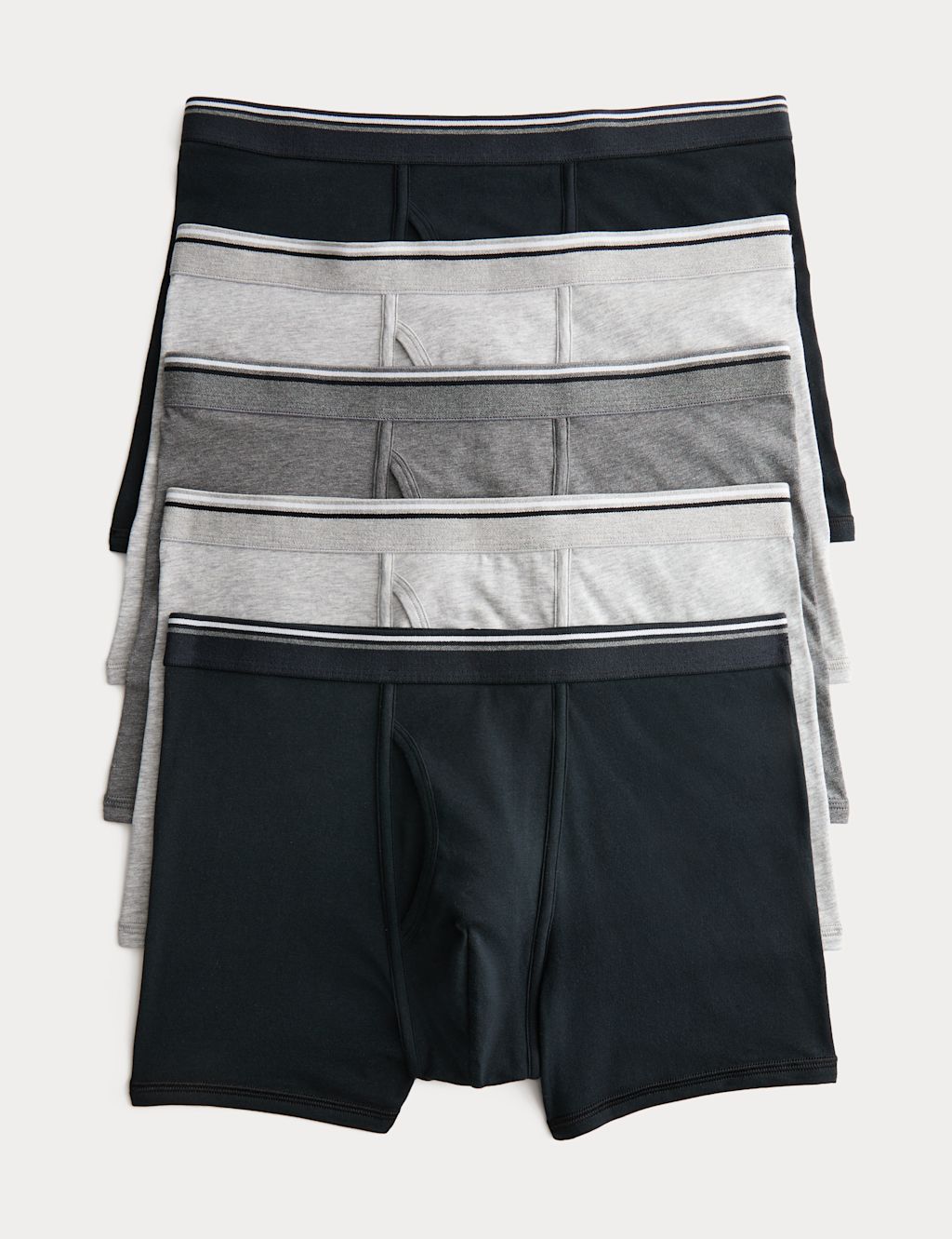 M&S 5 Pack Cotton Stretch Cool & Fresh&trade; Marl Trunks - L - Grey Mix, Grey Mix