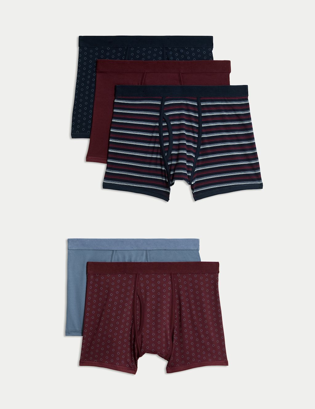 M&S 5 Pack Cotton Stretch Cool & Fresh&trade; Trunks - S - Multi, Multi