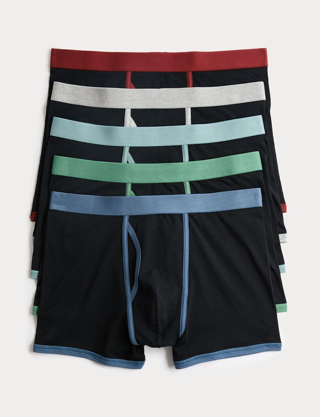 M&S 5 Pack Cotton Stretch Trunks - L - Black Mix, Black Mix