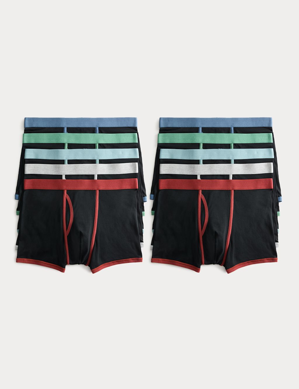 M&S 10 Pack Cotton Stretch Trunks - 2XL - Black Mix, Black Mix