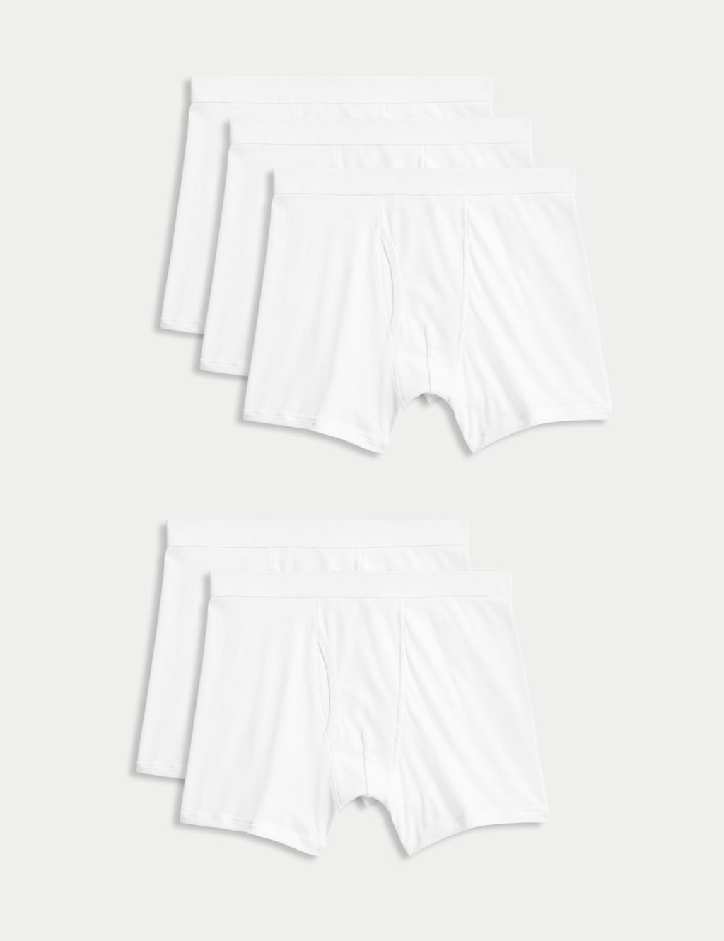 M&S 5 Pack Pure Cotton Cool & Fresh&trade; Trunks - S - White, White