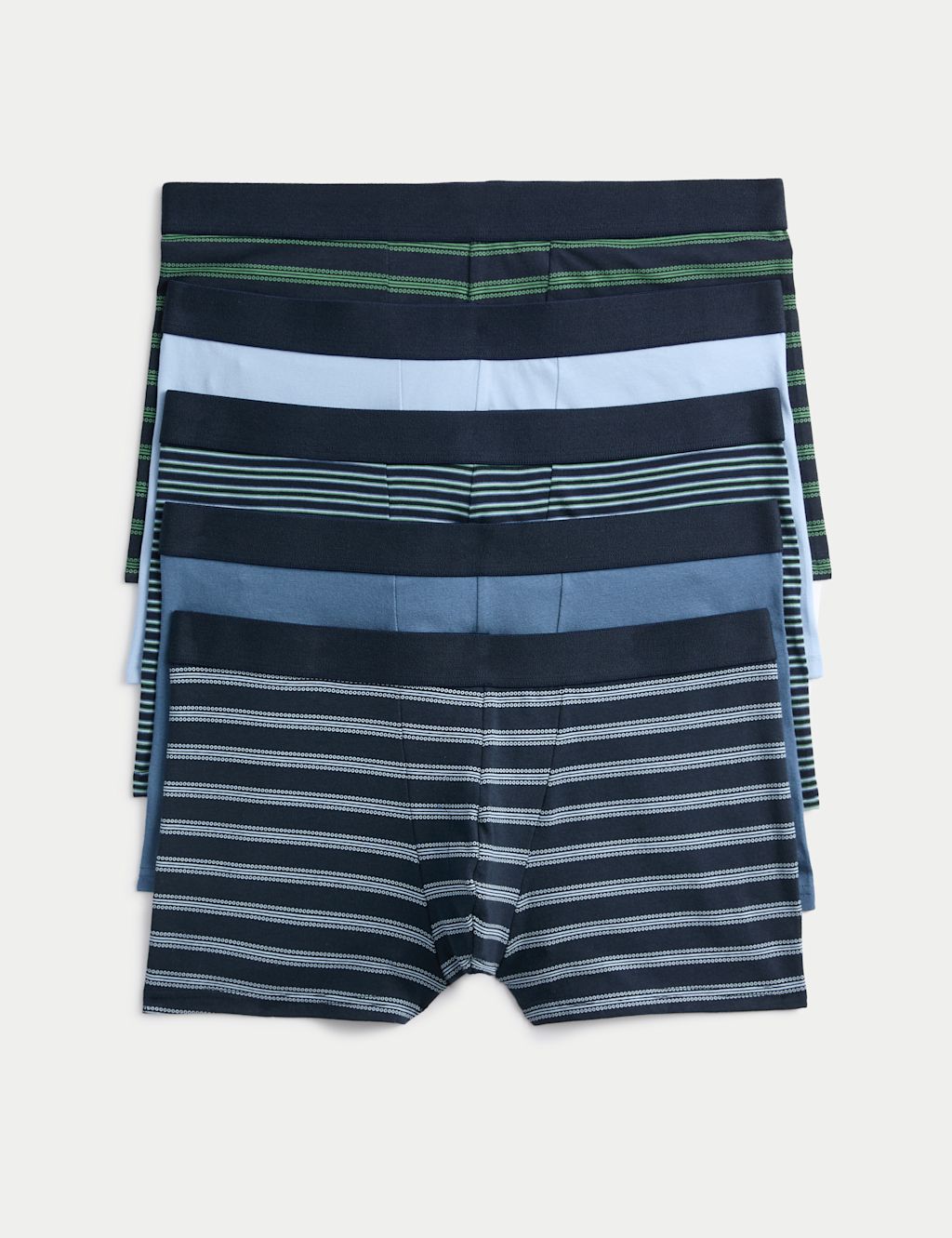 M&S 5 Pack Cotton Stretch Striped Hipsters - 2XL - Blue Mix, Blue Mix