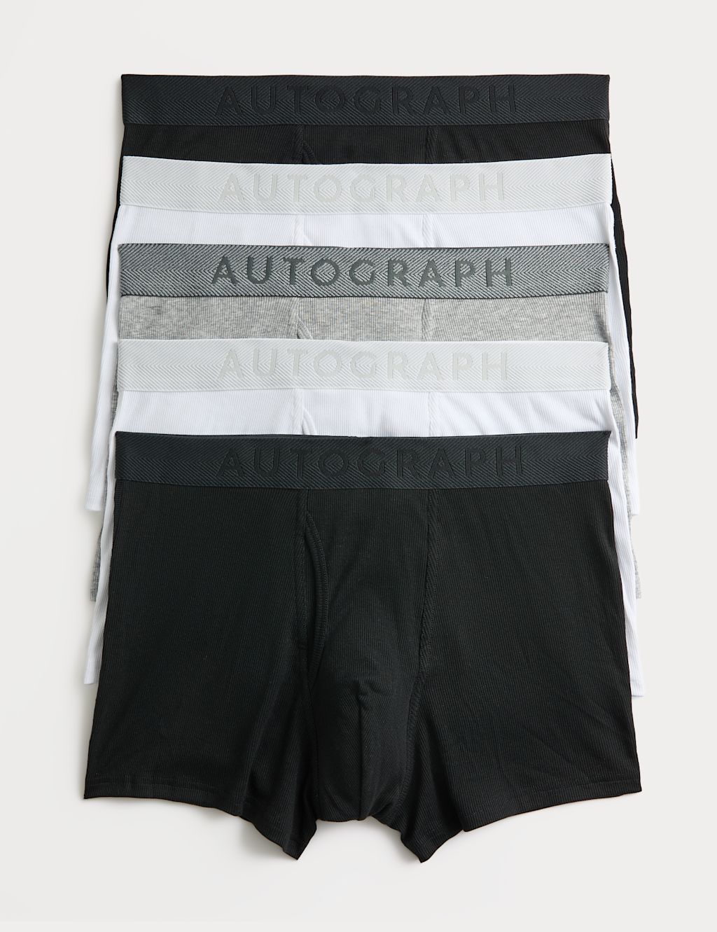 Autograph 5 Pack Cotton Rich Ribbed Stretch Trunks - 2XL - Multi, Multi