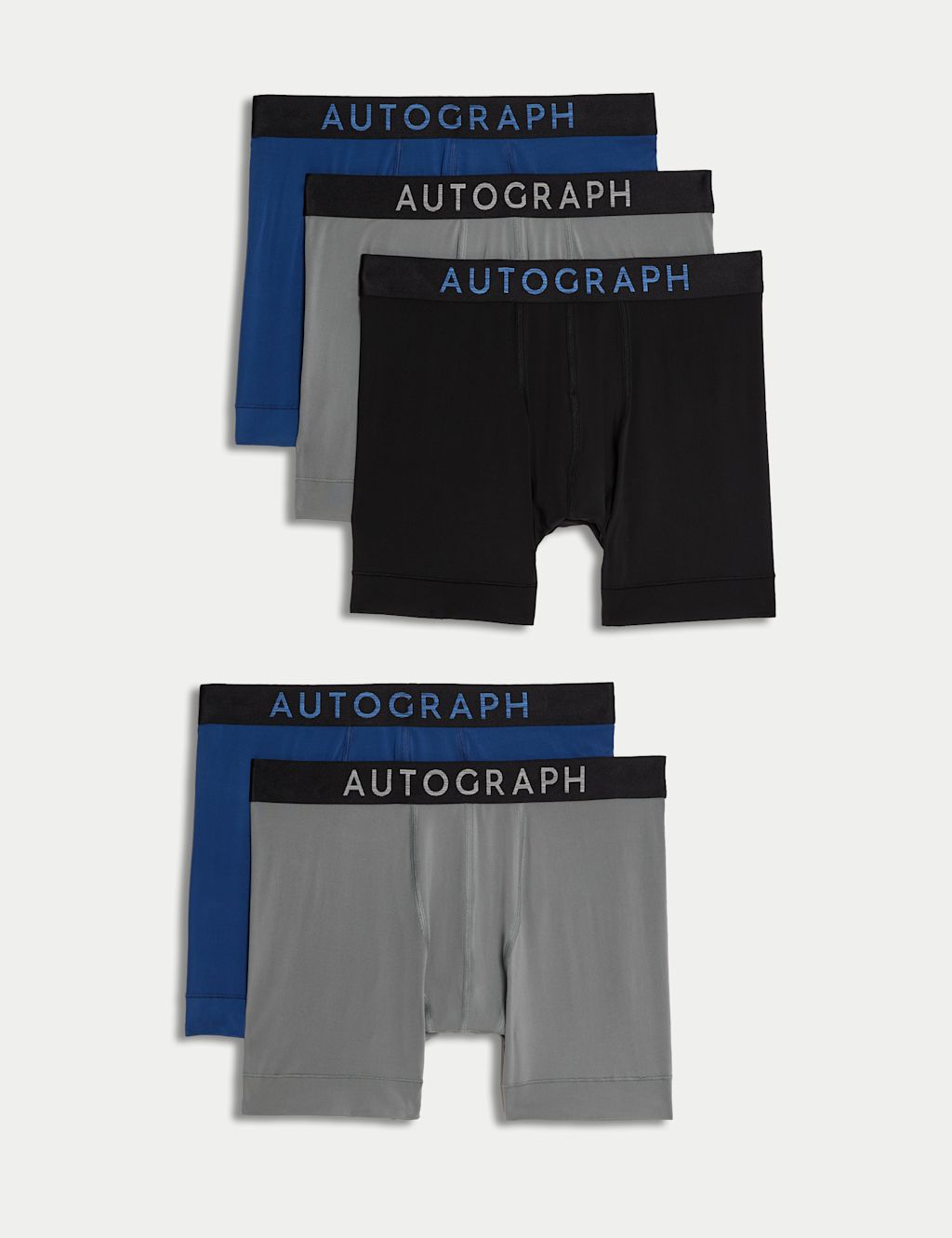 Autograph 5pk Cool & Fresh™ Stretch Sport Trunks - Blue Mix, Blue Mix