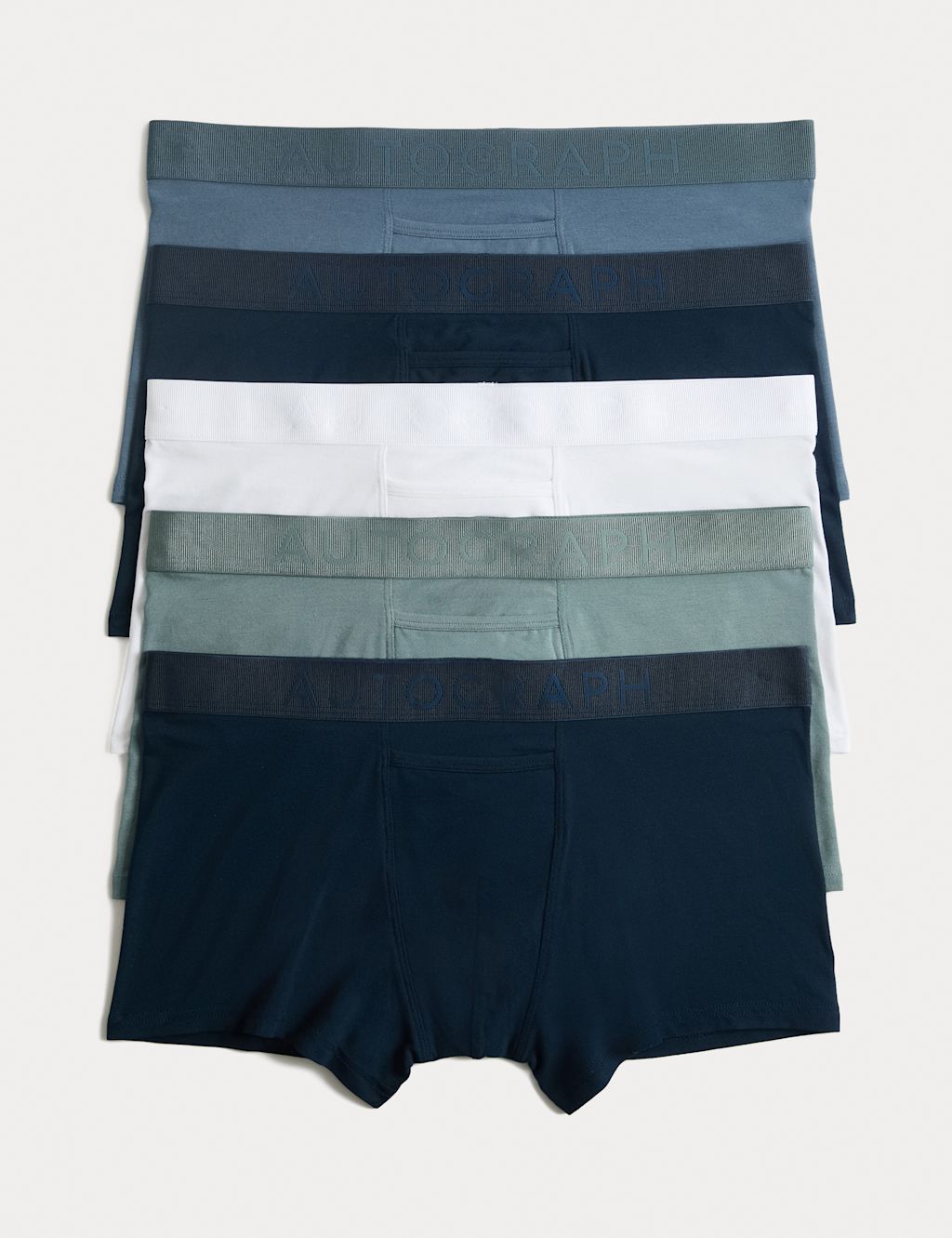 Autograph 5 Pack 360 Flex Horizontal Fly Trunks - L - Blue Mix, Blue Mix