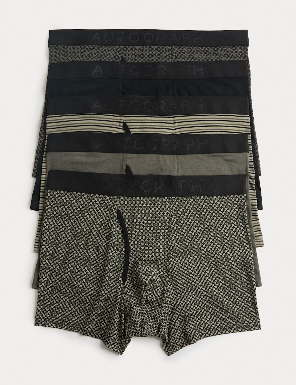 Autograph 5 Pack Supersoft Cotton Trunks - L - Green Mix, Green Mix