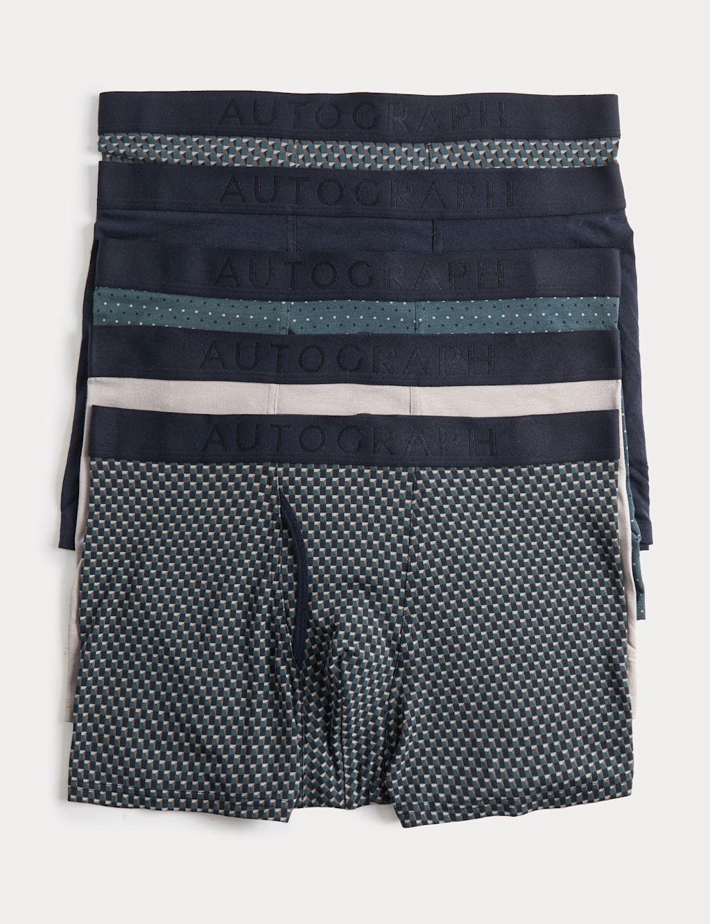 Autograph 5 Pack Supersoft Cotton Trunks - M - Teal Mix, Teal Mix